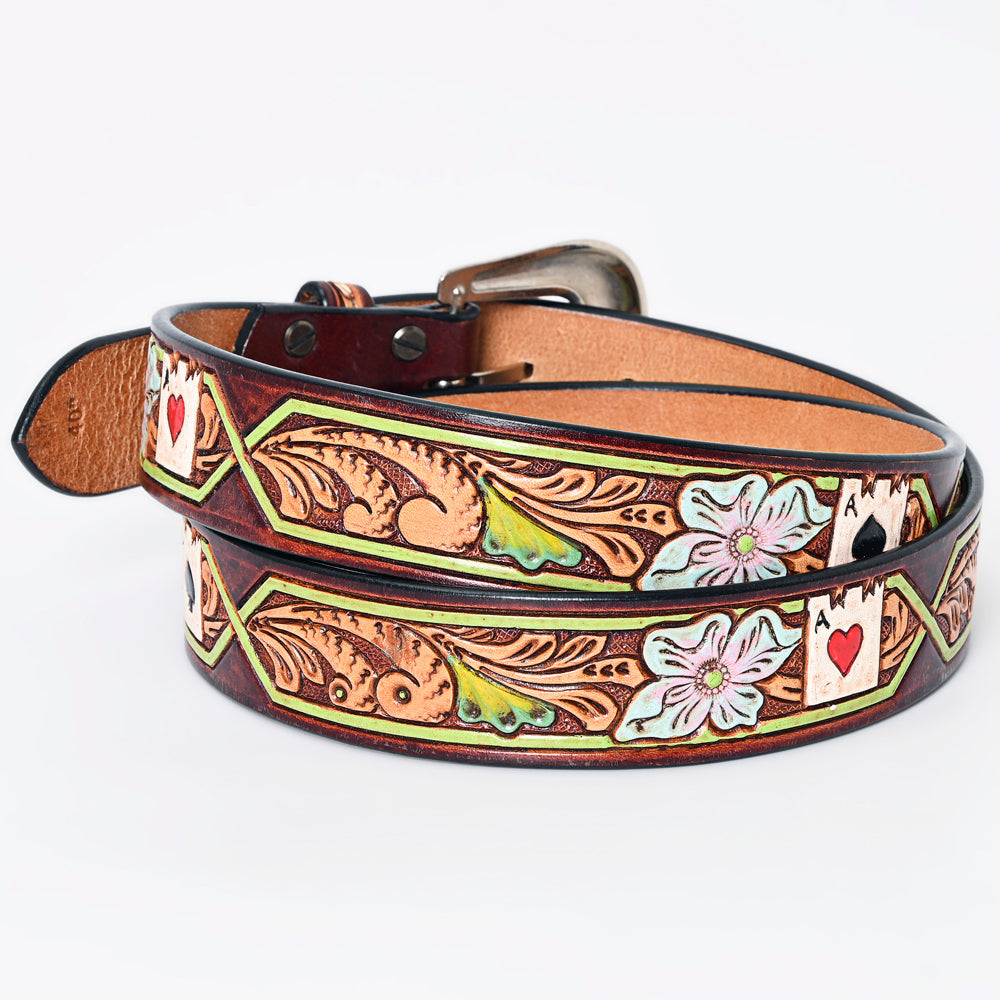 American Darling ADBLF156-L Beautifully Hand Tooled Genuine American Leather Belt Men and  Women