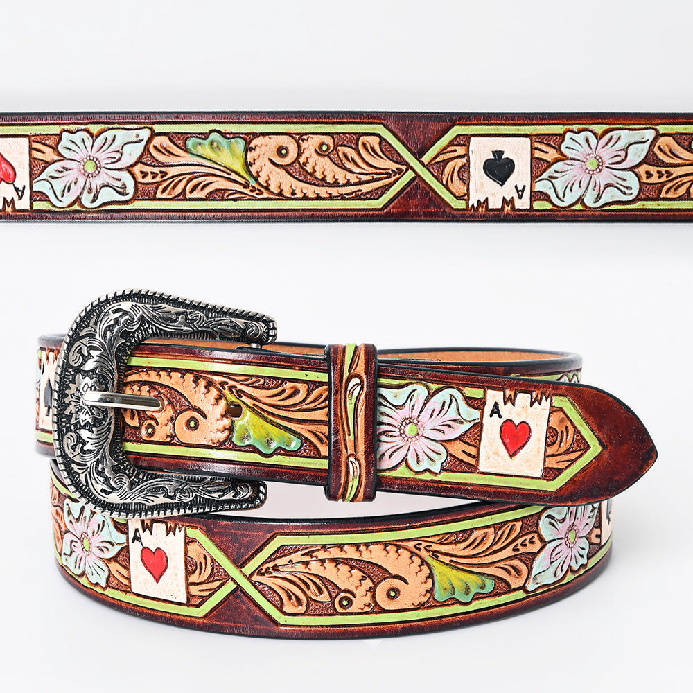 American Darling ADBLF156-L Beautifully Hand Tooled Genuine American Leather Belt Men and  Women
