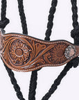 8 Ft Hilason Western Horse Halter Basic Poly Rope With Lead Floral Leather Black