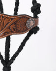 8 Ft Hilason Western Horse Halter Basic Poly Rope With Lead Floral Leather Black