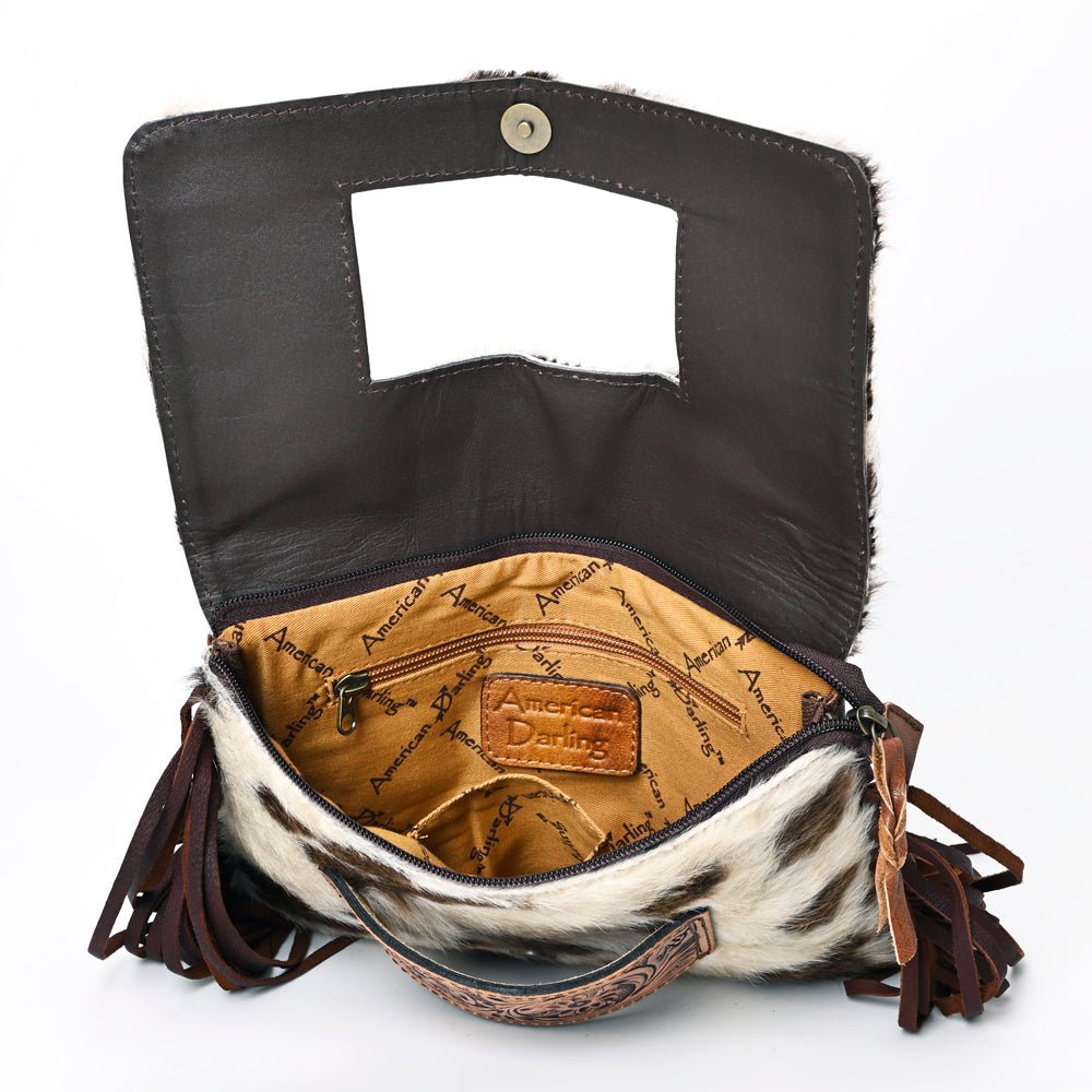 American Darling Hand Tooled Hair-On Genuine Leather Women Bag Western Handbag Purse