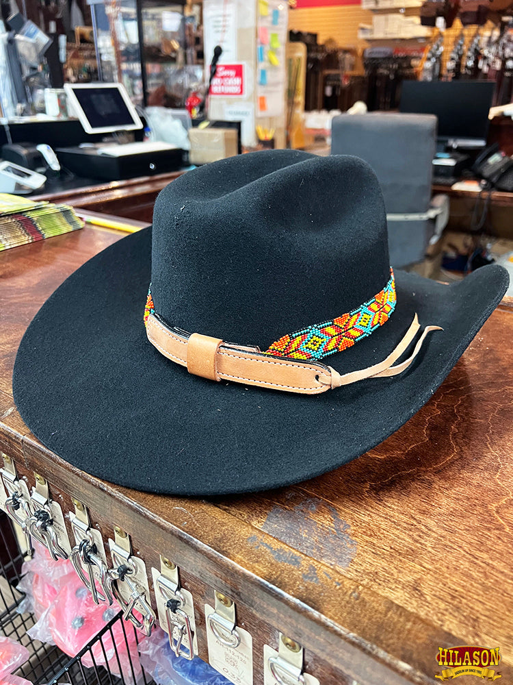 HILASON Beaded  American Style Western Cowgirl Handmade Hatband Tan