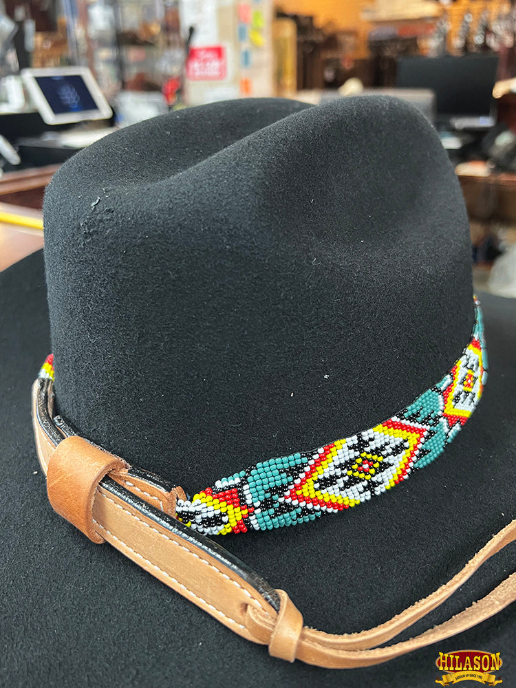 HILASON Beaded  American Style Western Cowgirl Handmade Hatband Tan