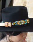 HILASON Beaded  American Style Western Cowgirl Handmade Hatband Tan