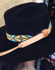 HILASON Beaded  American Style Western Cowgirl Handmade Hatband Tan