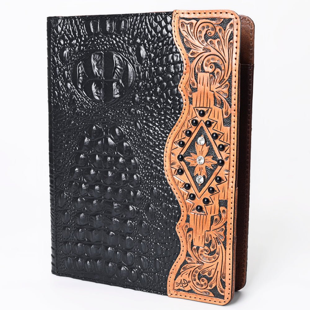 American Darling Portfolio Bag Hand Tooled Crocodile embossed Genuine Leather women bag western handbag purse - Everest Ranch