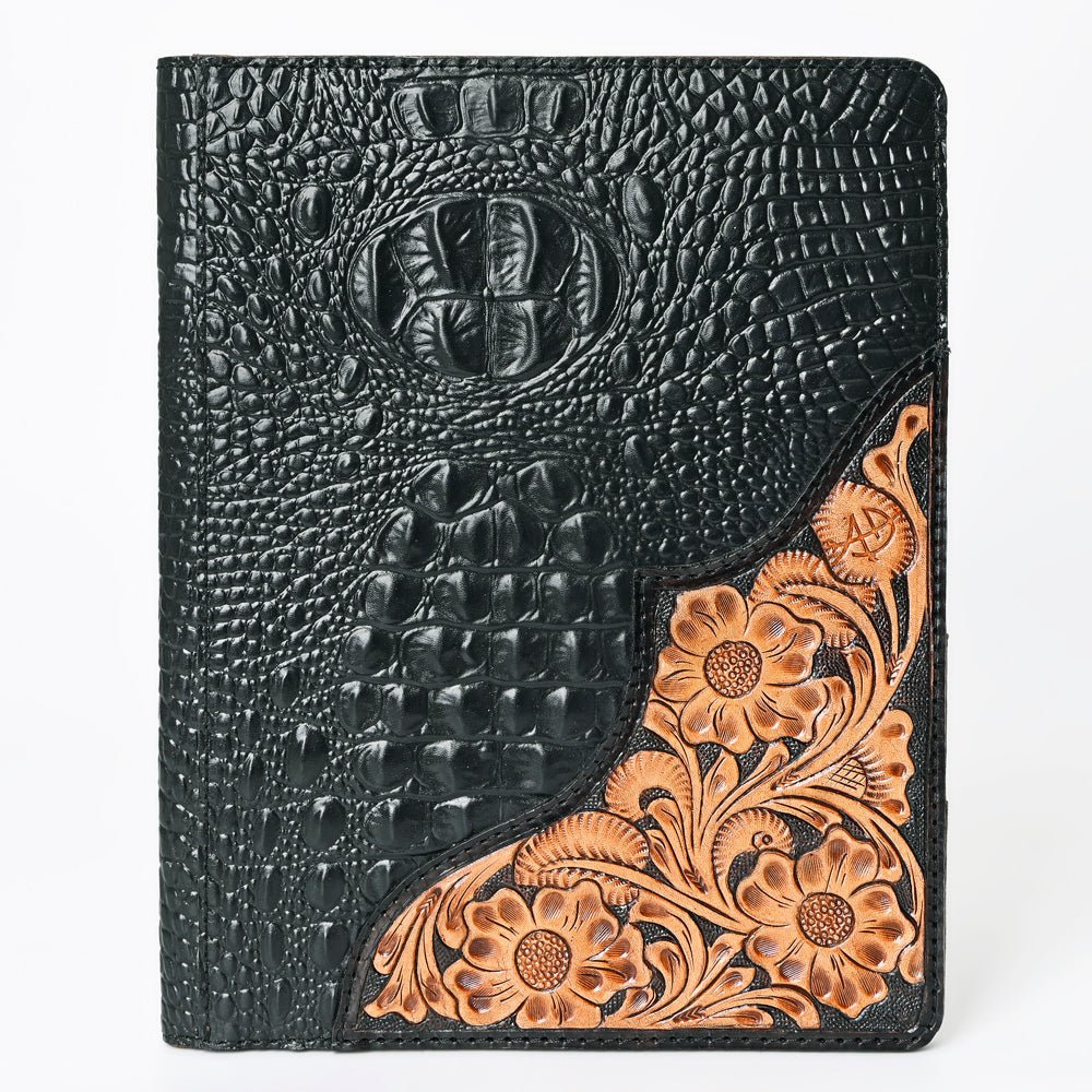 American Darling Portfolio Bag Hand Tooled Crocodile embossed Genuine Leather women bag western handbag purse - Everest Ranch