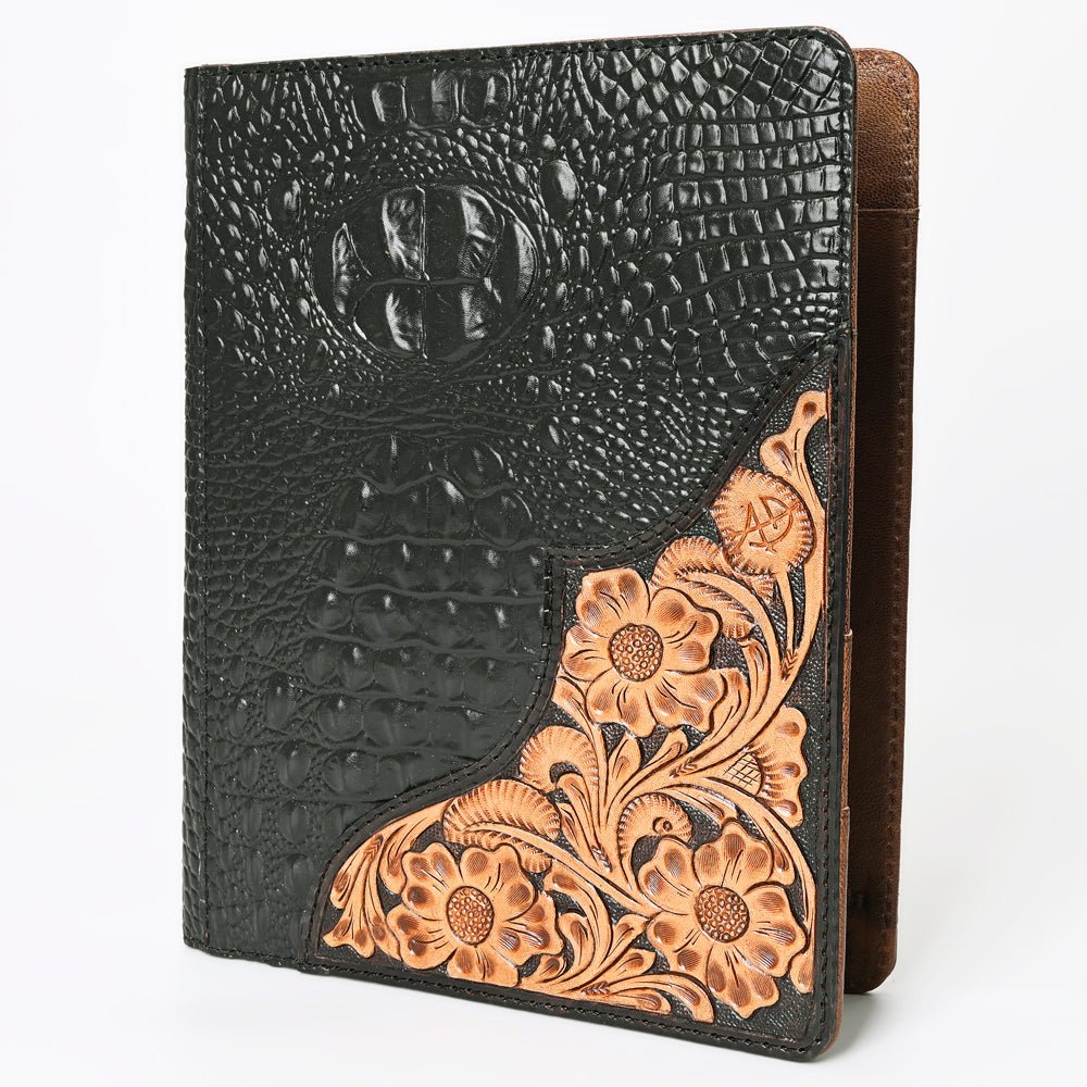 American Darling Portfolio Bag Hand Tooled Crocodile embossed Genuine Leather women bag western handbag purse - Everest Ranch