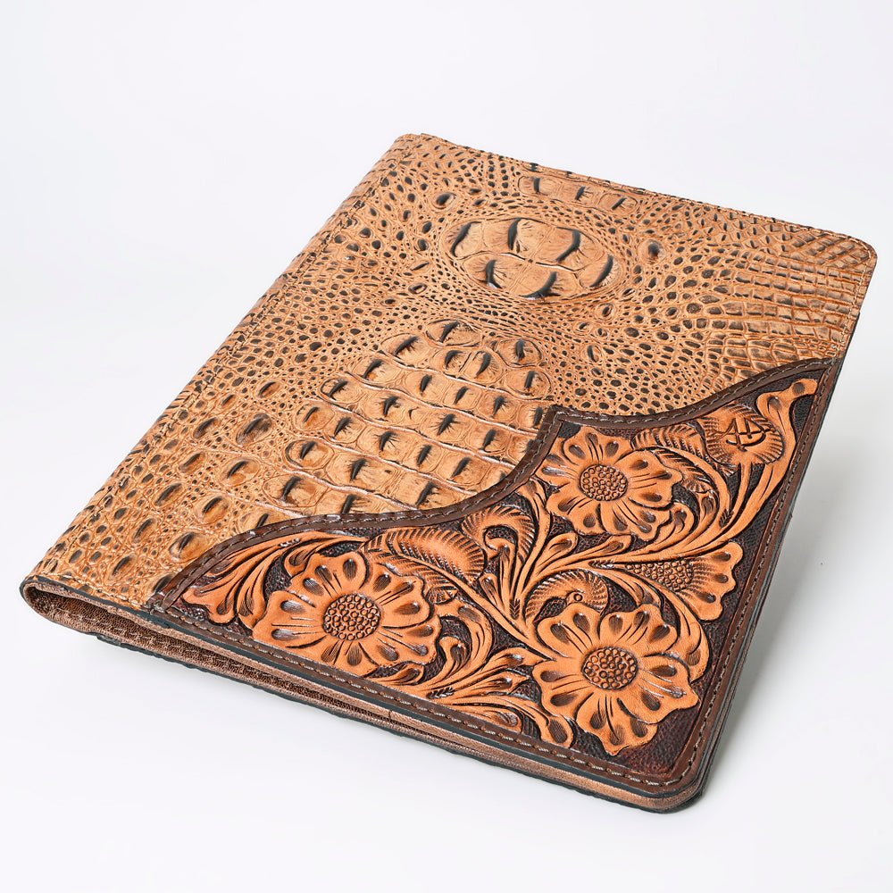 American Darling Portfolio Bag Hand Tooled Crocodile embossed Genuine Leather women bag western handbag purse - Everest Ranch