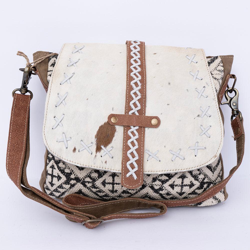 Ohlay Bags KB122 Cross Body Ii Upcycled Wool Upcycled Canvas Hair-On Genuine Leather Women Bag Western Handbag Purse