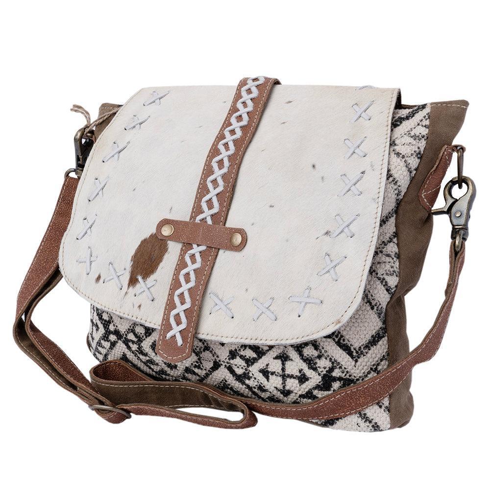 Ohlay Bags KB122 Cross Body Ii Upcycled Wool Upcycled Canvas Hair-On Genuine Leather Women Bag Western Handbag Purse