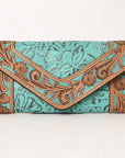 OHLAY WALLET Hand Tooled Embossed  Genuine Leather women bag western handbag purse