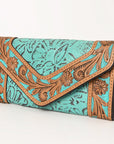 OHLAY WALLET Hand Tooled Embossed  Genuine Leather women bag western handbag purse