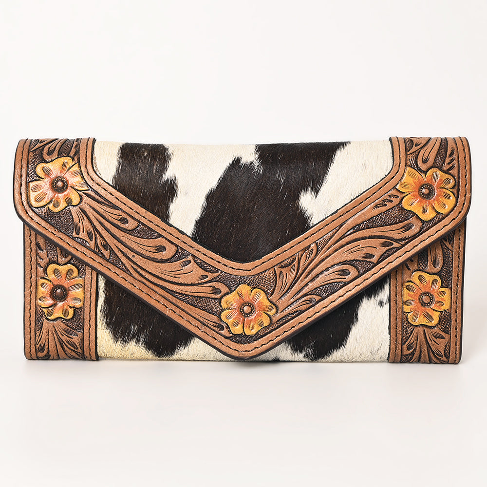 OHLAY Wallet Hand Tooled Hair-On Genuine Leather Women Bag Western Handbag Purse | Womens Handbags |Leather Belt for Summer