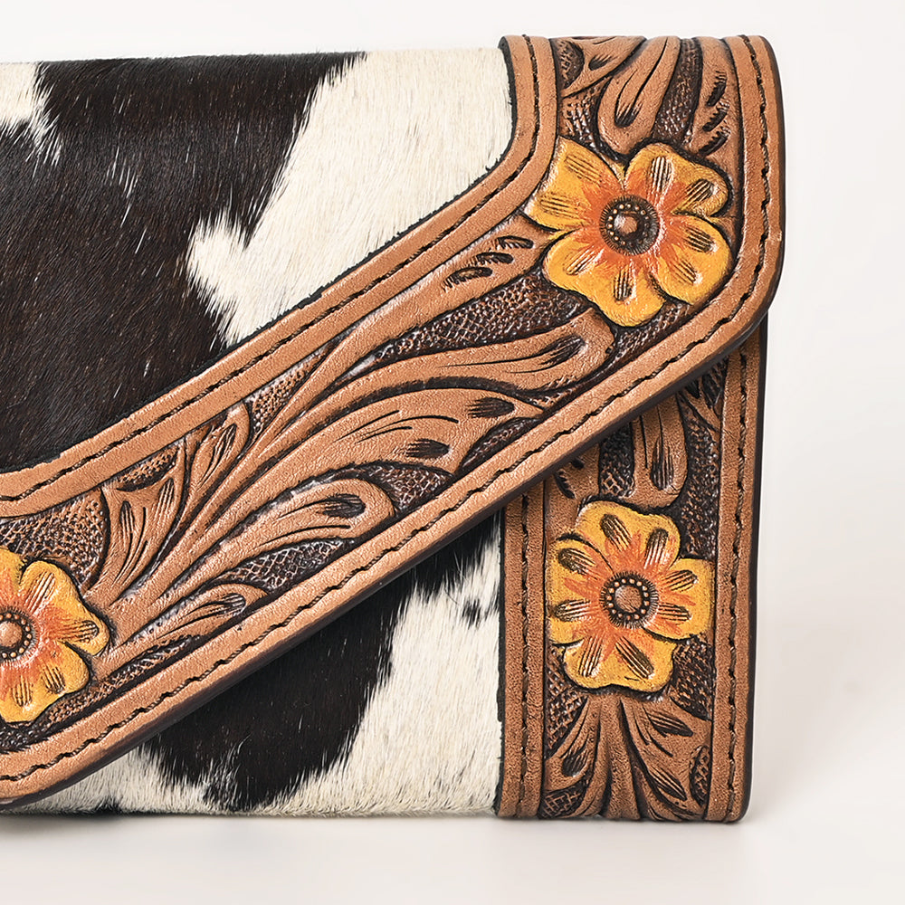 OHLAY Wallet Hand Tooled Hair-On Genuine Leather Women Bag Western Handbag Purse | Womens Handbags |Leather Belt for Summer