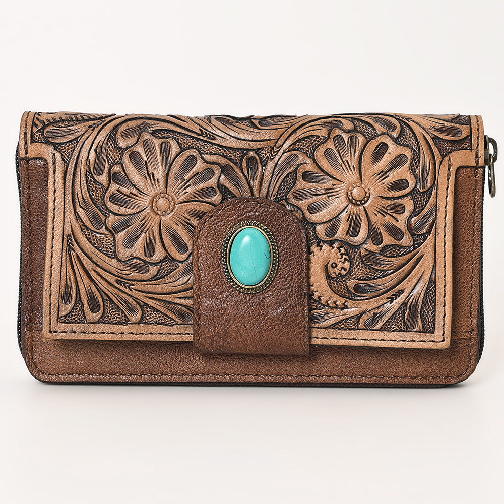 OHLAY WALLET Hand Tooled Genuine Leather women bag western handbag purse