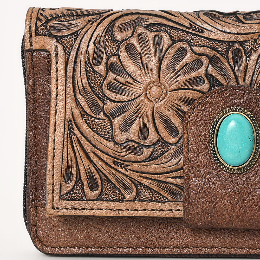 OHLAY WALLET Hand Tooled Genuine Leather women bag western handbag purse