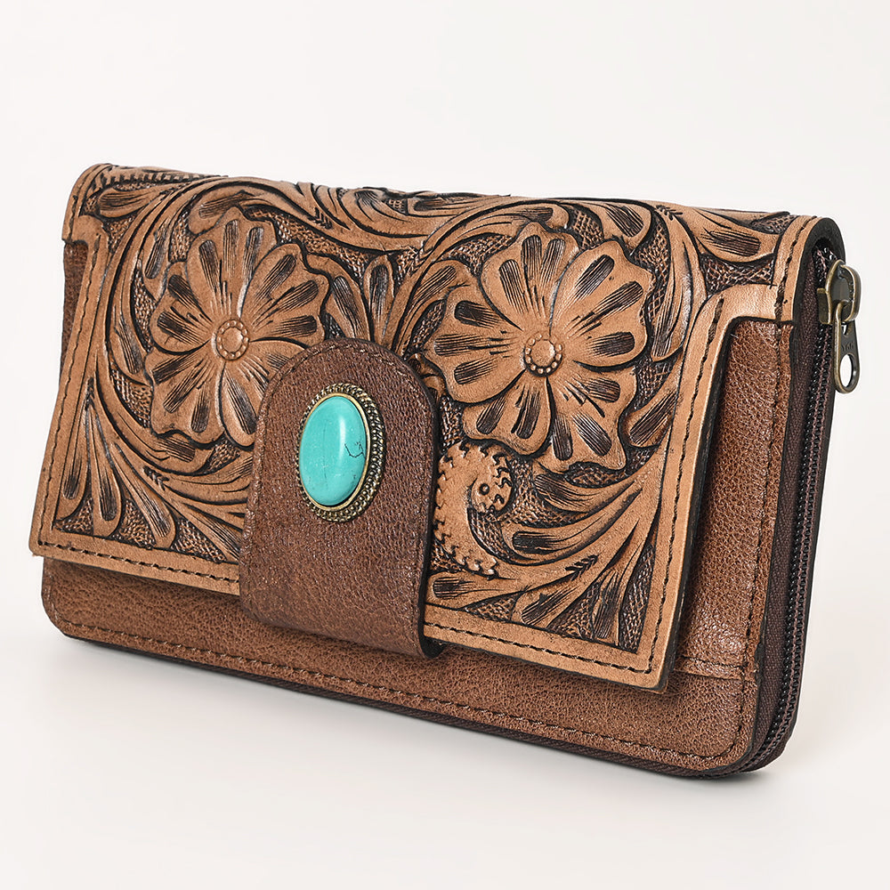 OHLAY WALLET Hand Tooled Genuine Leather women bag western handbag purse