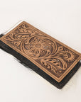 OHLAY WALLET Hand Tooled Hair-on Genuine Leather women bag western handbag purse