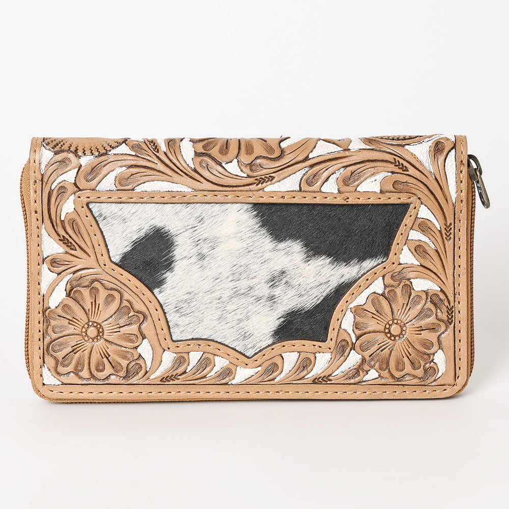 OHLAY WALLET Hand Tooled Hair-on Genuine Leather women bag western handbag purse