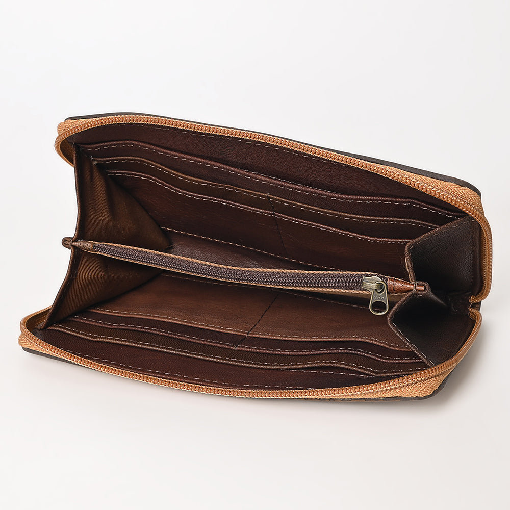 OHLAY WALLET Hand Tooled Hair-on Genuine Leather women bag western handbag purse