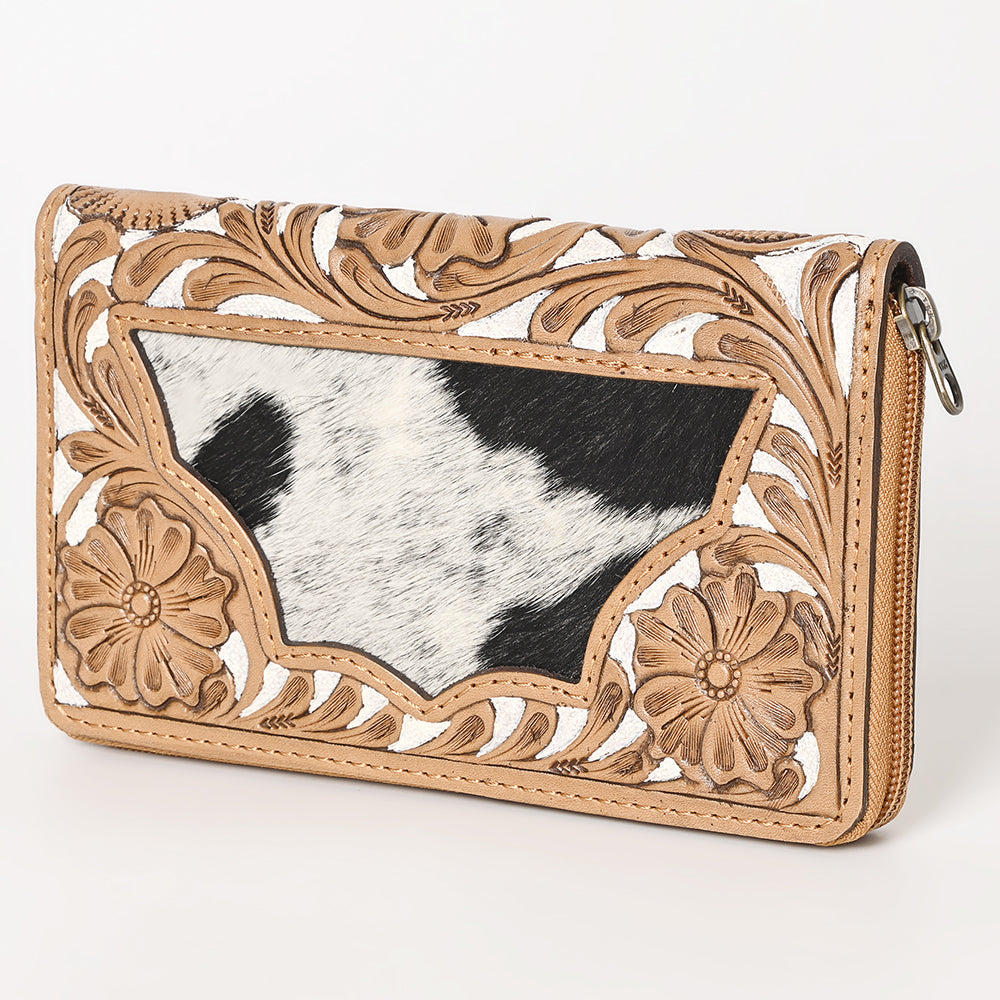 OHLAY WALLET Hand Tooled Hair-on Genuine Leather women bag western handbag purse
