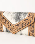 OHLAY WALLET Hand Tooled Hair-on Genuine Leather women bag western handbag purse
