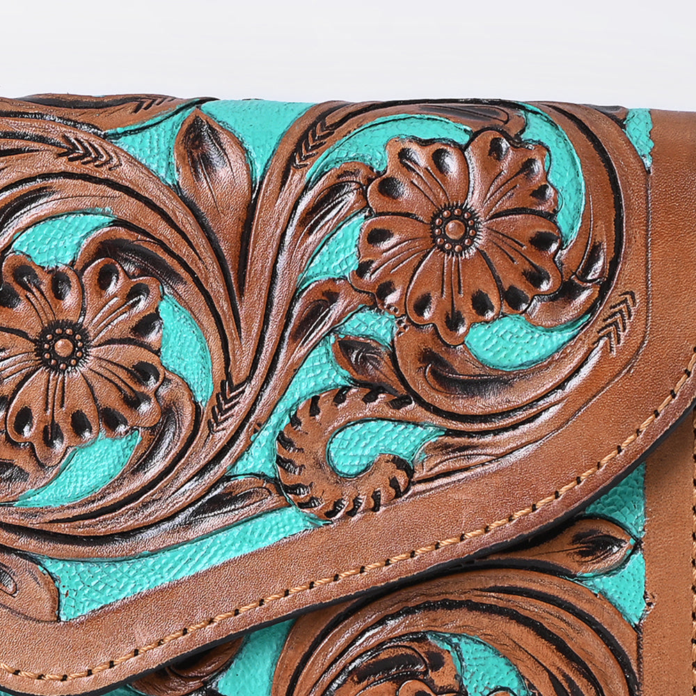 OHLAY WALLET Hand Tooled Hair-on Genuine Leather women bag western handbag purse