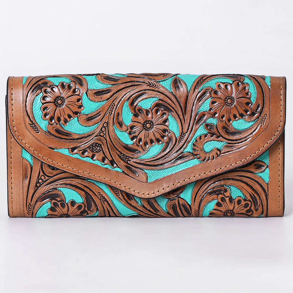 OHLAY WALLET Hand Tooled Hair-on Genuine Leather women bag western handbag purse