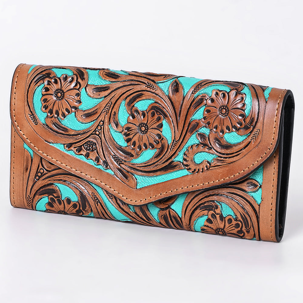 OHLAY WALLET Hand Tooled Hair-on Genuine Leather women bag western handbag purse