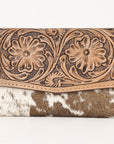 OHLAY WALLET Hand Tooled Hair-on Genuine Leather women bag western handbag purse