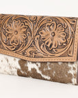 OHLAY WALLET Hand Tooled Hair-on Genuine Leather women bag western handbag purse