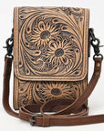 OHLAY Cell Phone Holder Denim Genuine Leather Women's Bag Western Handbag Purse | Womens Case for Women Summer
