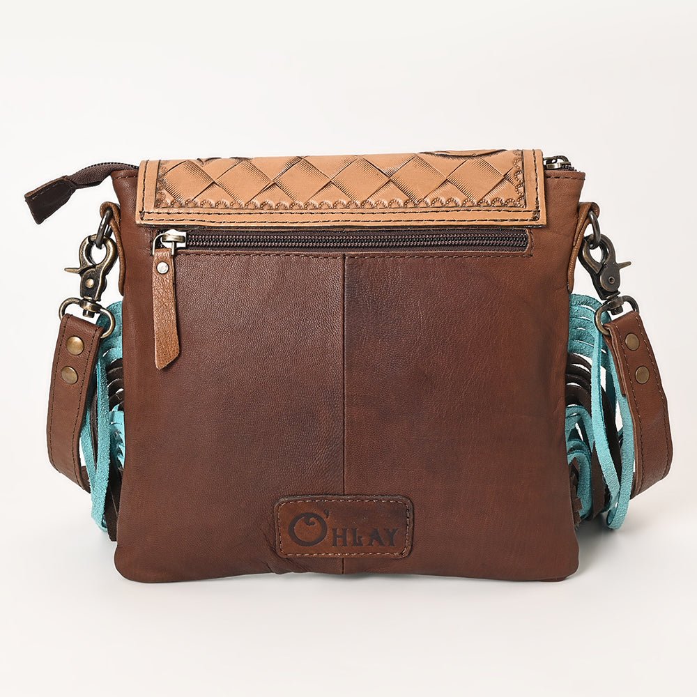 OHLAY Messenger Hand Tooled Crocodile Embossed Genuine Leather Women Bag Western Handbag Purse Womens Handbags Belt Summer