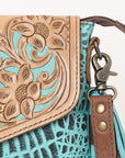 OHLAY Messenger Hand Tooled Crocodile Embossed Genuine Leather Women Bag Western Handbag Purse Womens Handbags Belt Summer