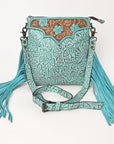 OHLAY Large Crossbody Hand Tooled Embossed Genuine Leather Women Bag Western Handbag Purse | Womens Handbags Belt for Summer