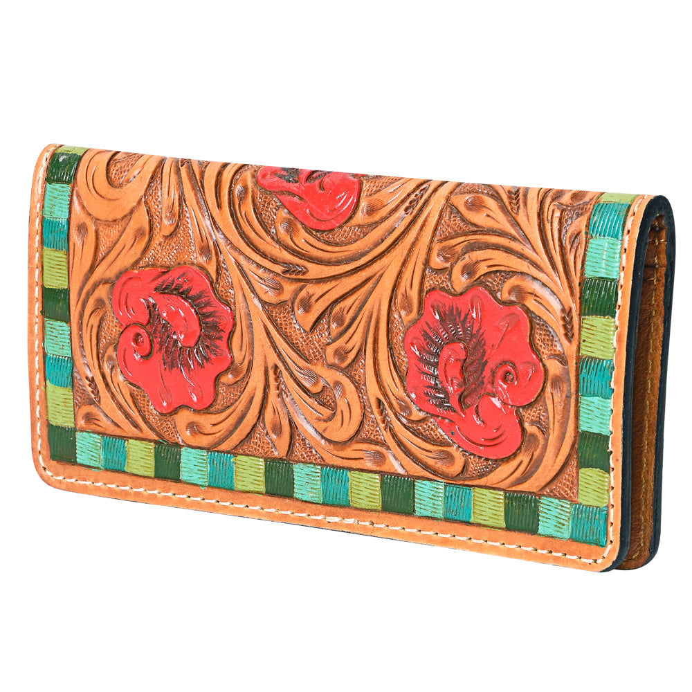 OHLAY WALLET Hand Tooled  Genuine Leather women bag western handbag purse