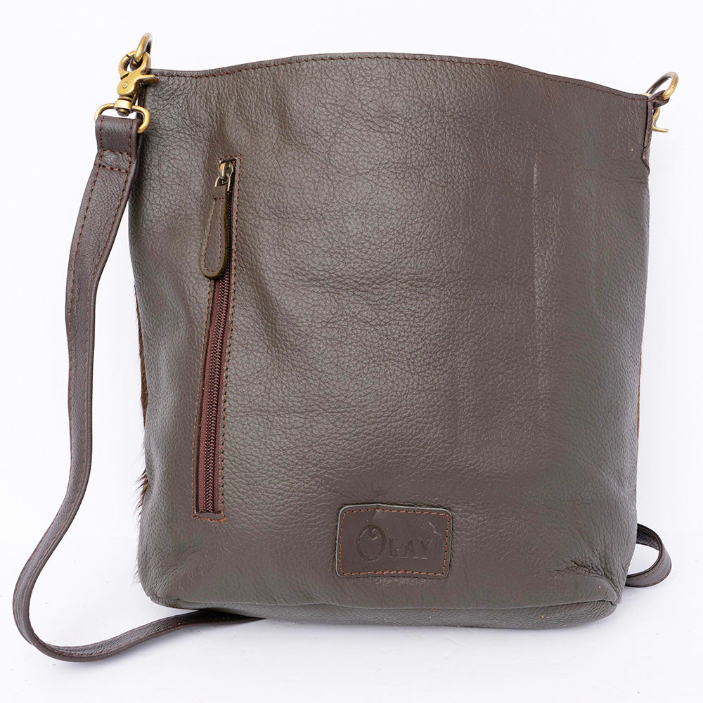 OHLAY MESSENGER Hand Tooled Hair-on Genuine Leather women bag western handbag purse