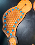 HILASON Western Unisex Spur Straps for Horse Riding Basket Turquoise Studds