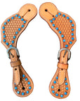 HILASON Western Unisex Spur Straps for Horse Riding Basket Turquoise Studds