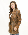 ADJKT033 Genuine Vintage  leather Women shirt  jacket  dress ladies girl