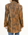 ADJKT033 Genuine Vintage  leather Women shirt  jacket  dress ladies girl