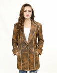 ADJKT033 Genuine Vintage  leather Women shirt  jacket  dress ladies girl