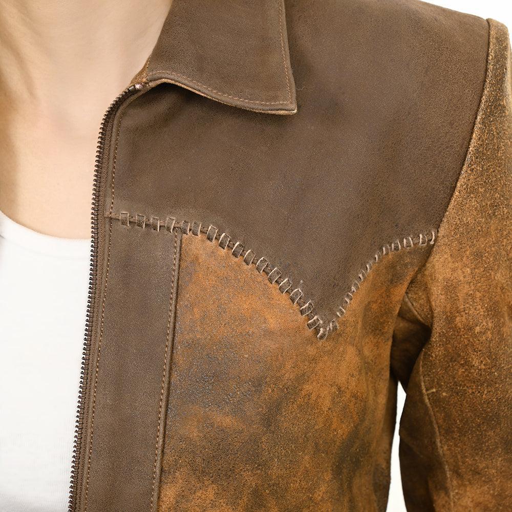 ADJKT034 Genuine Vintage  leather Women shirt  jacket  dress ladies girl