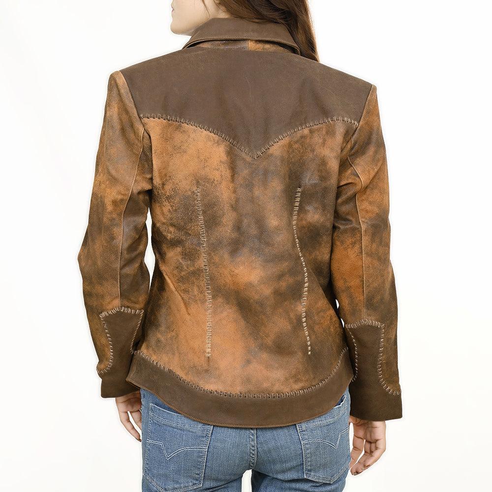 ADJKT034 Genuine Vintage  leather Women shirt  jacket  dress ladies girl