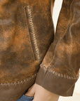 ADJKT034 Genuine Vintage  leather Women shirt  jacket  dress ladies girl