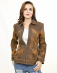 ADJKT034 Genuine Vintage  leather Women shirt  jacket  dress ladies girl