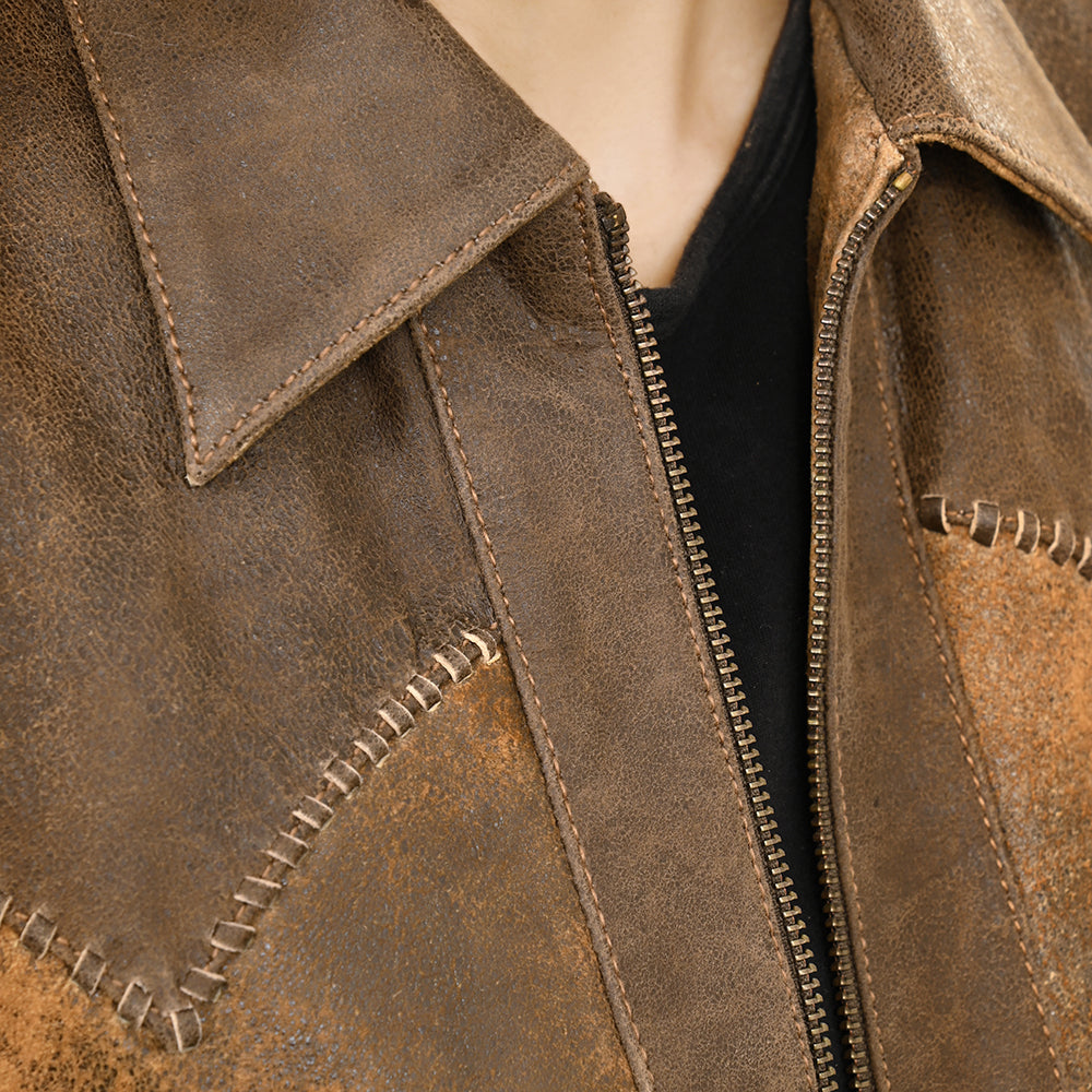 ADJKT035 Genuine Vintage  leather Women shirt  jacket  dress ladies girl