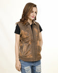 ADJKT035 Genuine Vintage  leather Women shirt  jacket  dress ladies girl
