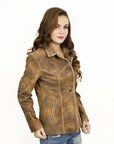 ADJKT037 Genuine Vintage  leather Women shirt  jacket  dress ladies girl